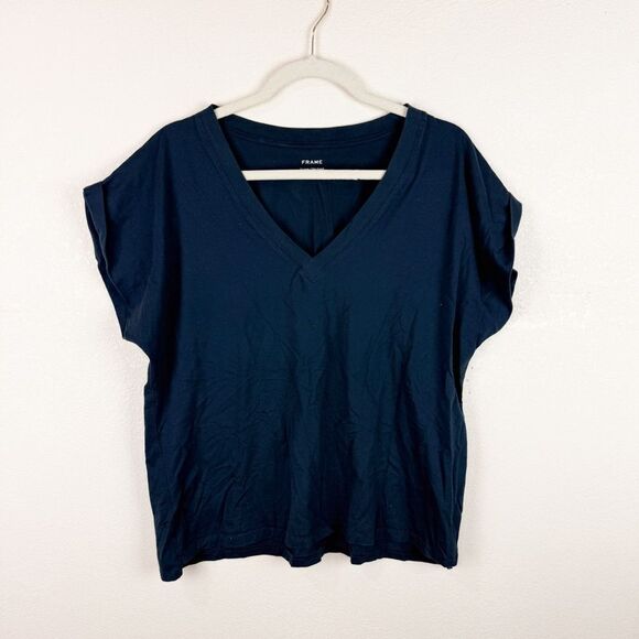 Frame Charcoal Grey V-Neck Tee Shirt Pima Cotton XL - Picture 1 of 4